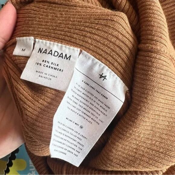 Naadam Silk Cashmere Ribbed Belted Jumpsuit in Dark Ginger - Picture 6 of 6